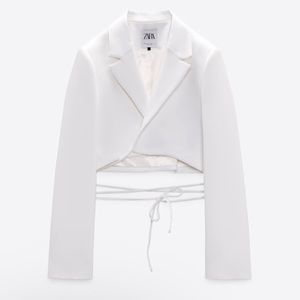 Cropped White Blazer